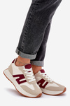Women's Sports Shoes On Platform Beige-Red Emidi