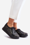 Zazoo 2973 Leather Platform Shoes With Cut-Out Design Black
