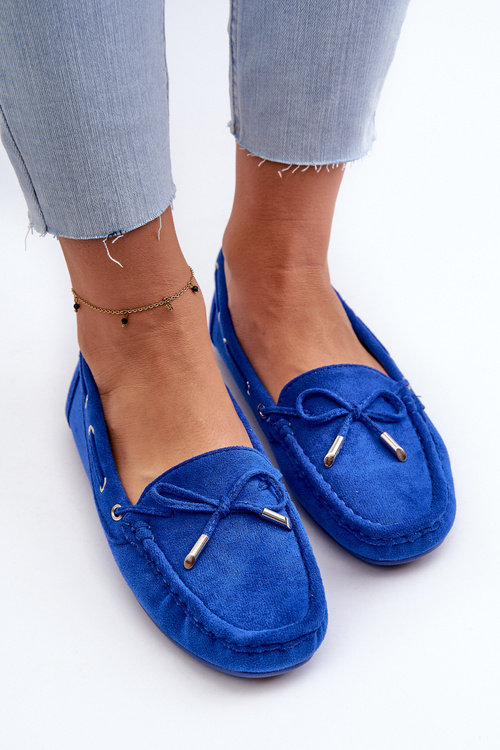 Women's Blue Suede Moccasins Si Passione