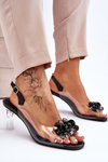 Elegant Transparent Sandals With Decoration Black Lilah