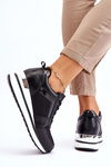 Leather Low Wedge Sports Shoes Black Braylen
