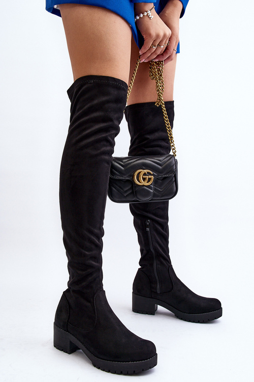 Women's Over-the-Knee Boots with Low Heel Black Berrinda