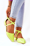 Lacquered Stiletto low-heeled pumps Neon yellow Giovanna