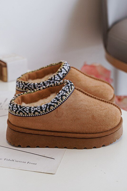 Kapcie Dziecięce Wsuwane Ocieplane Camel Olivane 20219-2B/3B