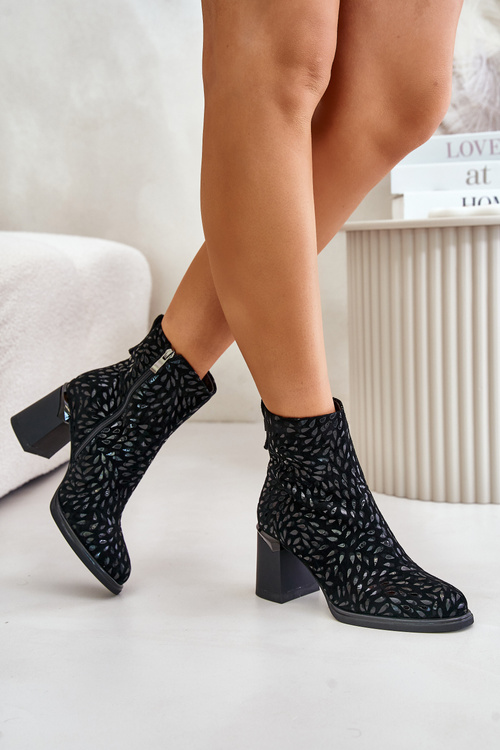 Women's Insulated Heeled Ankle Boots Black D&A MR880-085