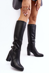 Women's Knee-high Boots with Buckle and Faux Fur Black Sendilia