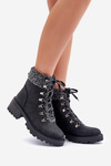 Women's Ankle Boots With Fur On Low Heel Black Brenneth