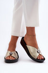 Women's Leather Slippers with Gold Decoration S.Barski KV27-027