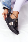 Women's Leather Sneakers Lewski Shoes 2786-0 Black-Gold