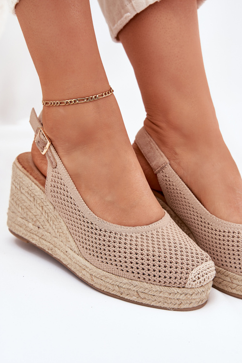 Wedge Sandals For Women With Braiding Dark Beige Tulliata