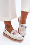 Women's Platform Moccasins with Stones White Elonore