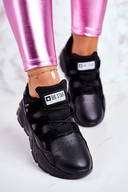 Buty Sportowe Skórzane Big Star Czarne GG274636