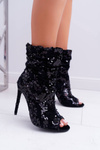 Women's Heeled Boots Elegant with Sequins Black Harley
