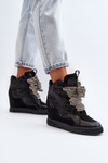 Women's Wedge Sneakers Black Leoppa