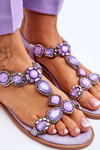 Suede Flat Sandals With Stones Purple Dallas