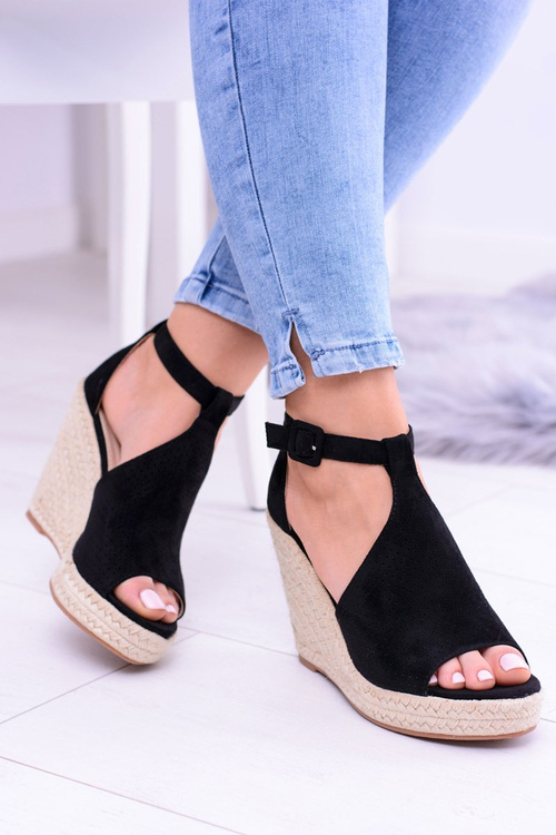 Black Suede Ankle Sandals Sunlast