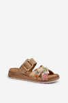 Comfortable Women's Flip-Flops With Flower Buckle Inblu GS000051 Brown
