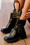 Leather Buckle Lined Boots Black Osonia