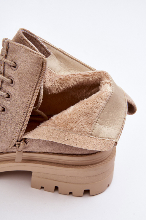 Women's Trapper Boots with Zip Beige Apolosi