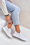 Buty Sportowe Wsuwane Siateczkowe Damskie Białe Harice 