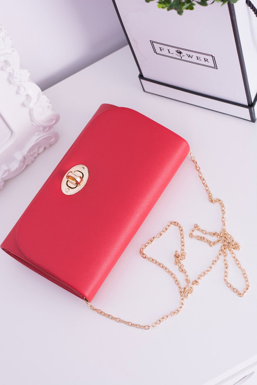 Red Women's Clutch Bag Gold Plated Hardware
