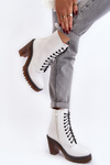 Women's White Lace-up Ankle Boots Arove