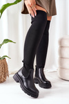 Over The Knee Boots Of Elastic Fabric Black Ice Coffee