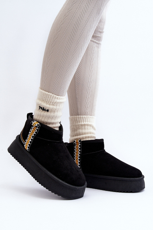Platform Snow Boots with Pattern Black Udra