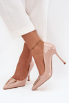 Patent Leather Heels with Gold Detail Beige Paivelle