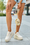 Women's Sneakers Made of Faux Leather on Chunky Platform Light Beige Chrisstin