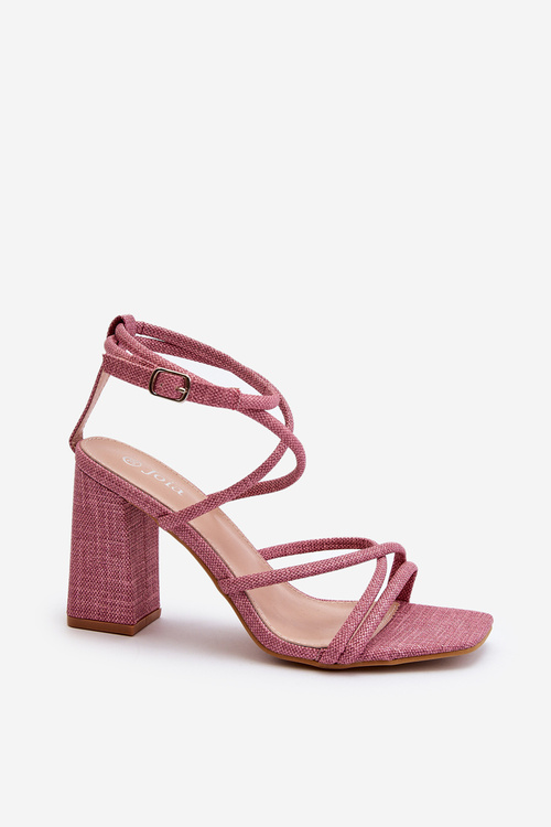 Pink Strappy Sandals with Block Heel Herfiana