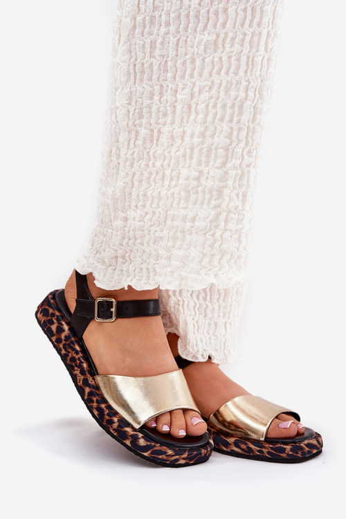 Leather Elegant Women's Sandals S.Barski GR51-603 Gold