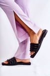 Women's Leather Slippers With Quilting Black Raula
