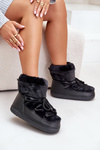 Snow Boots With Fur And Laces Black Silvara