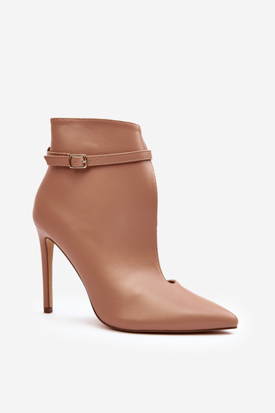 Women's Leather Heels on Stiletto Beige Amalundi
