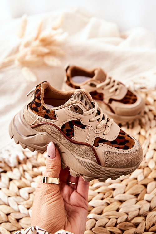Dziecięce Sportowe Buty Sneakersy Beżowo-Brązowe Nila