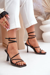 Stylish High Heel Sandals With Straps Black Saredi