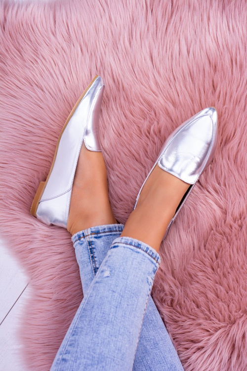 Silver Mirrored Mokassins Women's Lu Boo Mireldo