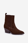 Suede Cowboy Boots for Women with Heel Lined Chocolate Dylira