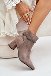 Women's Eco Suede Heeled Boots With Pointed Toes Brown Terivannes