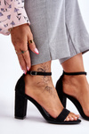 Classic Suede Heel Sandals Black Amina