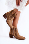 Openwork Suede Booties Lewski Shoes 3170/2 Beige