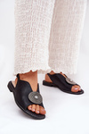Shiny Women's Sandals With Decorative Detail S.Barski KV51-012 Black