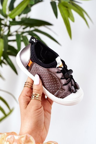 Children's Slip-On Sneakers Silver Playground