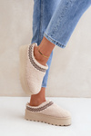 Snow Boots Slippers On Platform With Sheepskin Light Beige Leaniella