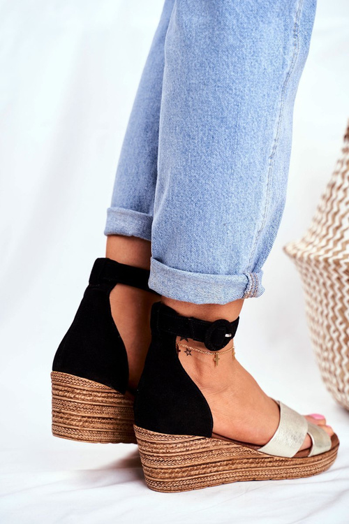 Suede Wedge Sandals Maciejka 04565-25 Black