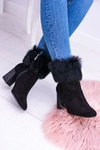 Women's Black Suede Faux Fur Boots Laura Messi 1689