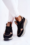 Women's Suede Sports Shoes Black and Beige Elisse