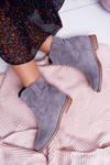 Women's Booties On Ankle Flat Heel Warmed Over Ankle Grey Demini