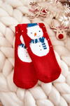 Children's Thermoactive Christmas Socks Happy Snowman Red 